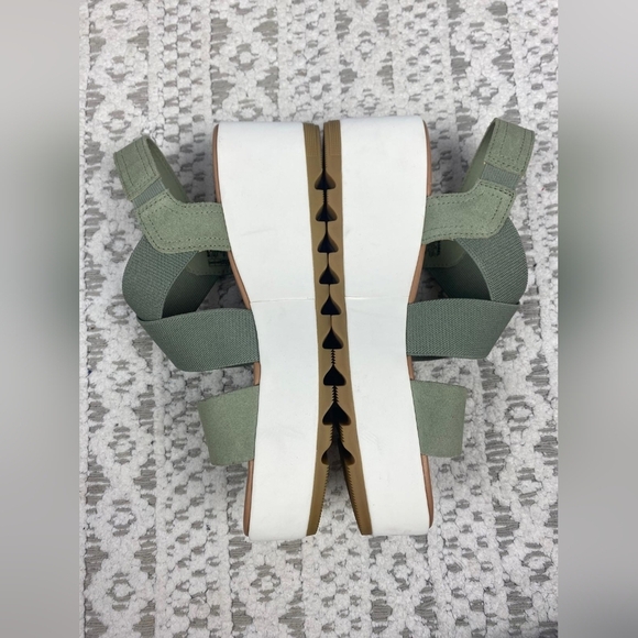 SOREL Cameron Flatform Slingback Suede/Fabric Sandals-Chrome Grey/Chalk Size 8 - Picture 11 of 13